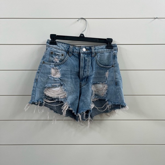 Signature8 Distressed High Waisted Blue Jean Shorts - Picture 2 of 4